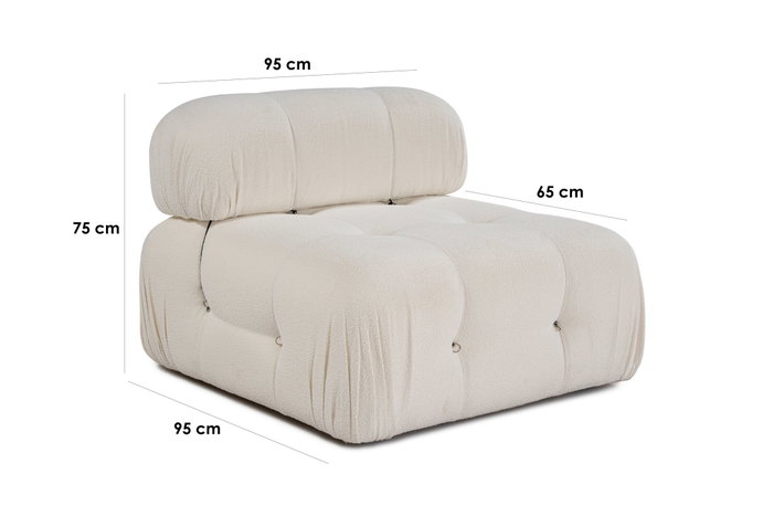 Atelier Del Sofa Sofá de 1 Plaza Bubble O1 Beige, Estructura Madera de Haya, Tejido Poliéster, Comodidad y Diseño Elegante